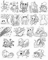 Octopus Cephalopods sketch template