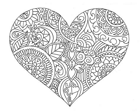 heart coloring pages  printables  adults  kids