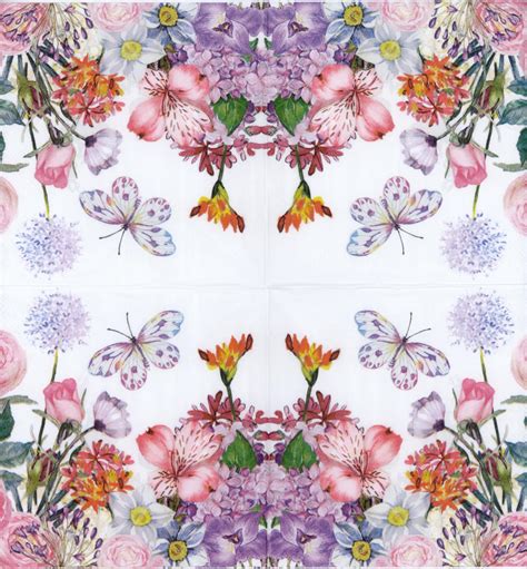 decorative paper napkins spring flower garden butterfly