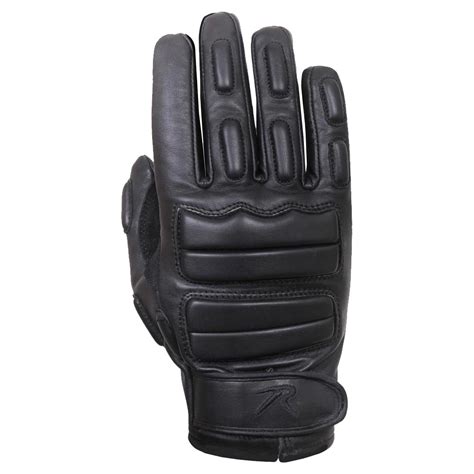 black leather padded tactical gloves