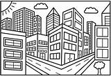 Cidade Colorear Desenho Ciudades Edificios Bandar Mewarna Paisajes Houses Urbano sketch template