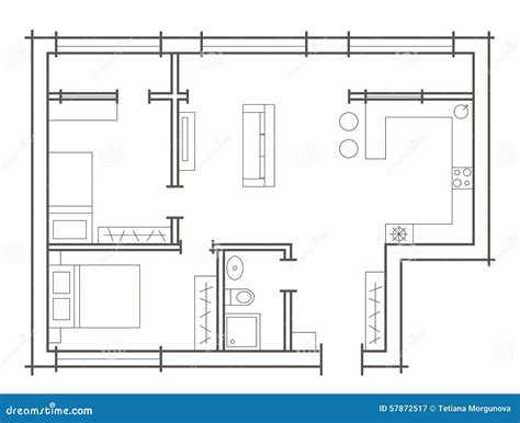 plan sketch   bedroom apartment stock vector illustration  layout home