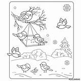 Coloring Bird Winter Feeder Birds Outline Book Kids Cartoon Pages Vector Getcolorings Dog Printable sketch template