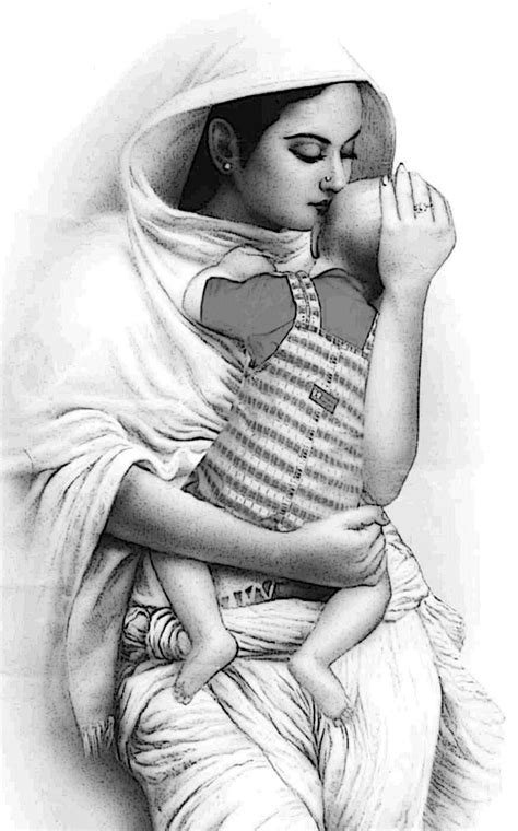 gambar sketsa ibu menggendong bayi sobsketsa