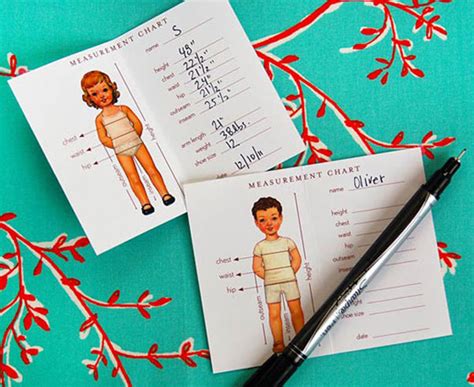 measurement chart  sewing patterns oliver
