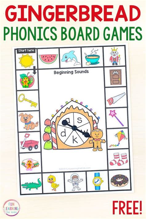 gingerbread theme phonics board games phonics games kindergarten