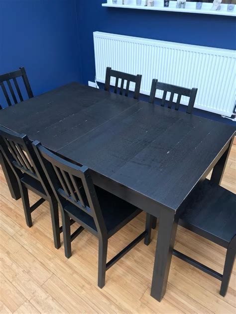 ikea black dining table  chairs  stockport manchester gumtree