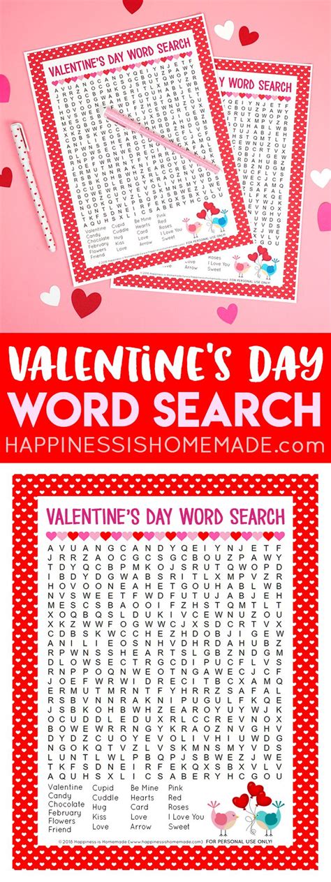 sweet valentines day word search printable puzzle   ton  fun