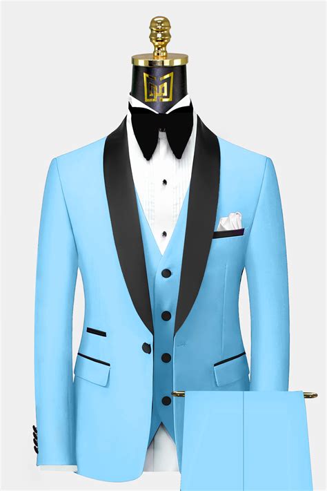 custom  baby blue groom suit bespoke tailored sky blue tuxedos