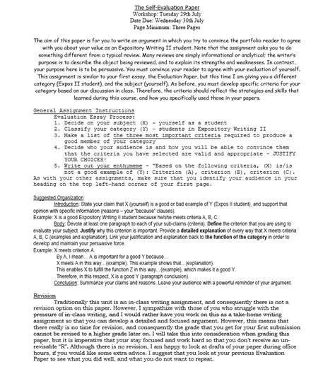 evaluation essay sample master  template document