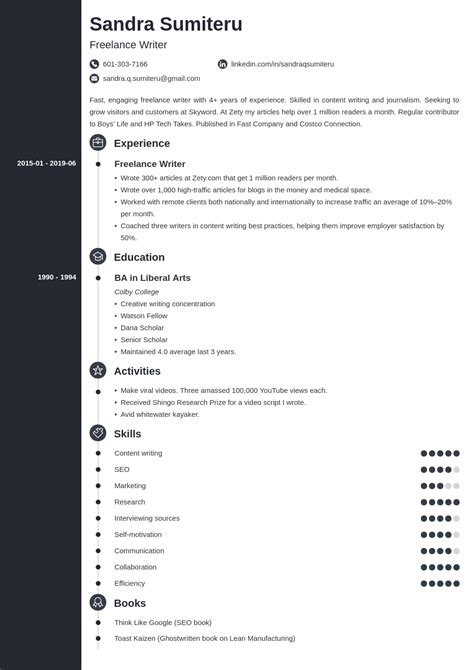 freelance writer resume sample template guide