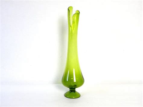 Vintage Mid Century 1960s 70s Large 22 Green Swung Glass Etsy