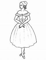Coloring Pages Dress Girl Beautiful Wearing Ballerina Ballet sketch template