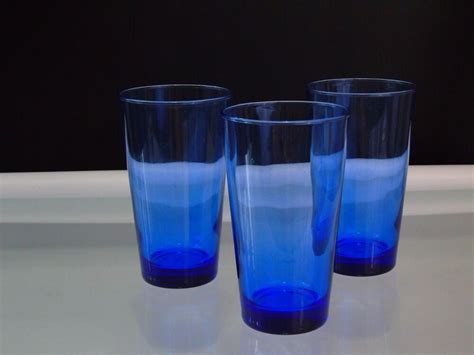 Libbey Cobalt Blue Tumblers 3 Ice Tea Water Soda Glasses 16 Oz Cobalt