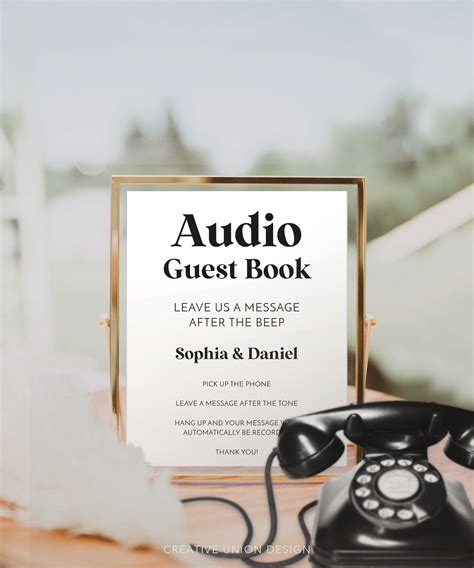 retro minimalist audio guest book sign template telephone etsy