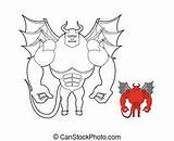 Helluva Horns Outlined Terrible Satan Muscles Underworld sketch template