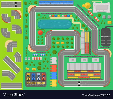 race car sport track curve road top view vector image