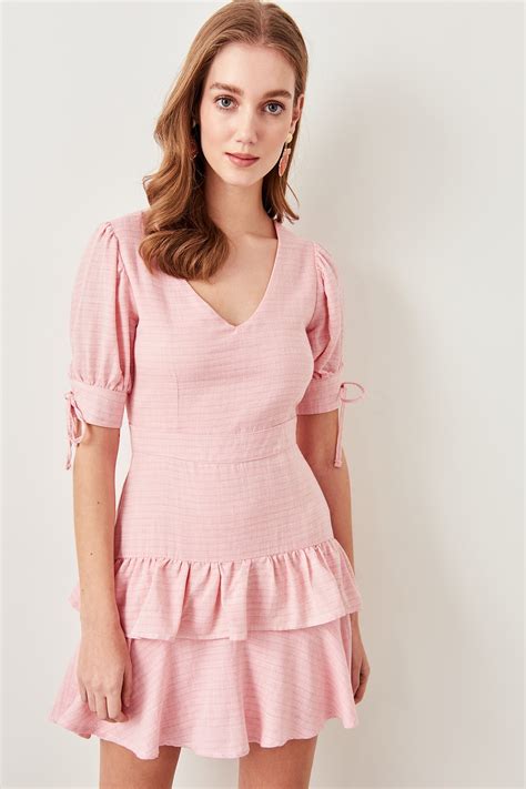 Trendyol Frilly Pink Dress Twoss19ie0004 In Dresses From Women S