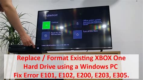 replace format existing xbox one hard drive using windows fix error e101 e102 e200 e203