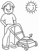 Coloring Summer Pages Lawnmower Lawn Mower Kids Colouring Cartoon Fathers Mowing Vacation Career Clipart Cliparts Printable Color Spring Dad Ws sketch template