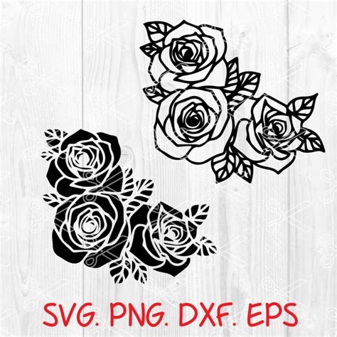 roses template svg dxf png eps cut files
