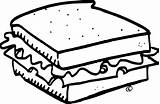 Sandwich Clipart Drawing Cheese Grilled Line Coloring Getdrawings sketch template