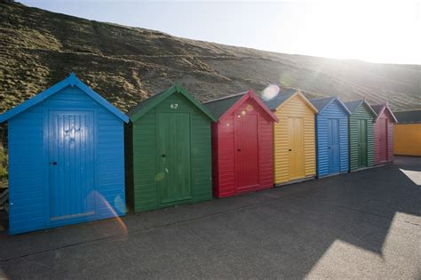 brightly coloured beach huts  whitby  stockarch  stock photo archive