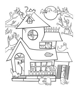 halloween house coloring pages playing learning