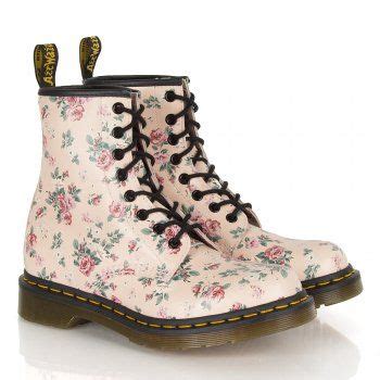 dr martens pink  floral womens  eye flat boot pink ankle boots womens boots ankle combat