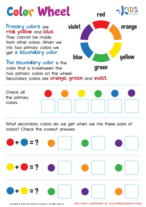 primary color wheel worksheet