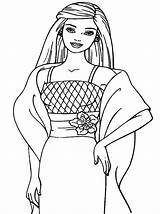 Coloring Barbie Pages Doll Dress Style Birthday Happy sketch template