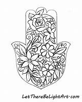 Hamsa Coloring Pages Getcolorings Hand sketch template