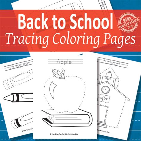 printable school themed tracing coloring pages  kids kids