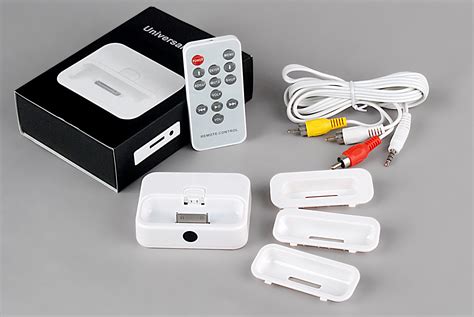 universal dock station infra red remote control av cable iphone ipod white ebay