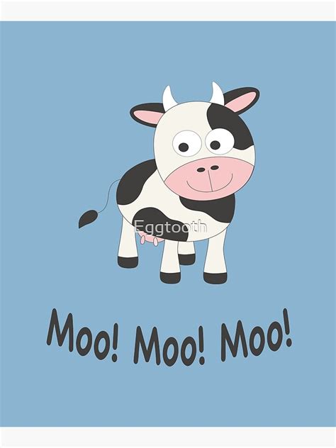 Moo Moo Moo Cute Black And White Cartoon Cow Mounted Print For Sale