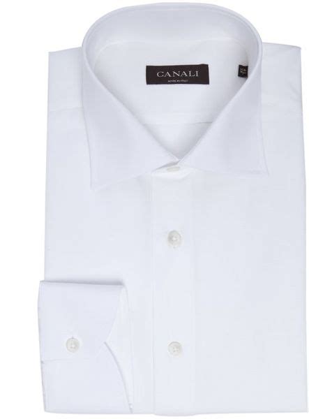 canali white solid spread collar dress shirt in white for men lyst