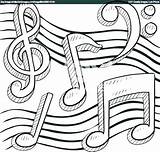 Music Notes Coloring Pages Note Drawing Musical Sketch Printable Vector Treble Clef Doodle Line Border Stock Symbol Staff Mandolin Drawings sketch template