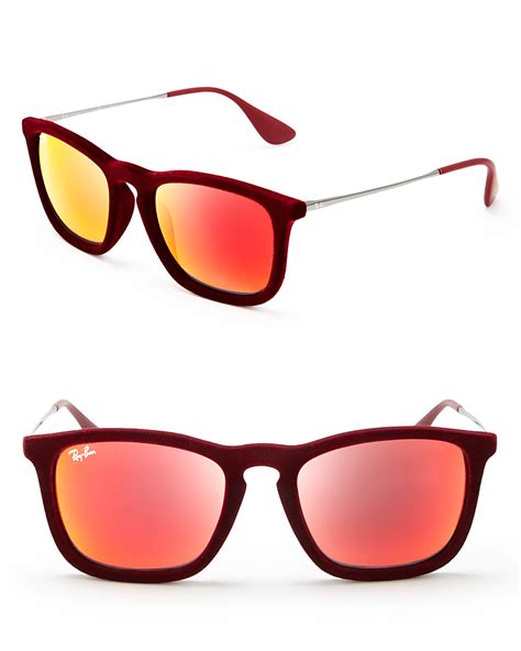 Ray Ban Velvet Square Keyhole Sunglasses In Red For Men Lyst