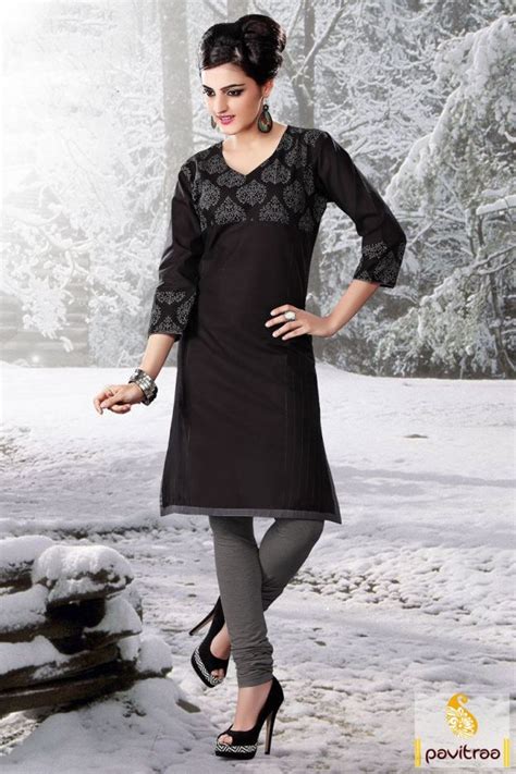 attractive casual black cotton casual kurti kurti designs