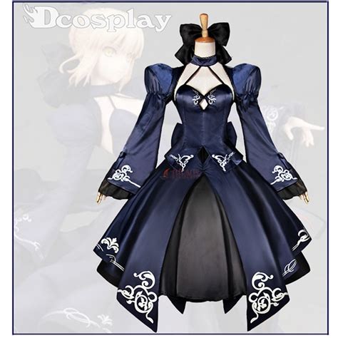 anime fate saber cosplay my king cosplay costume black dress custom