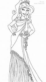 Megara Gown Hercules Lineart Deluxe Colorare Ercole Disegni sketch template
