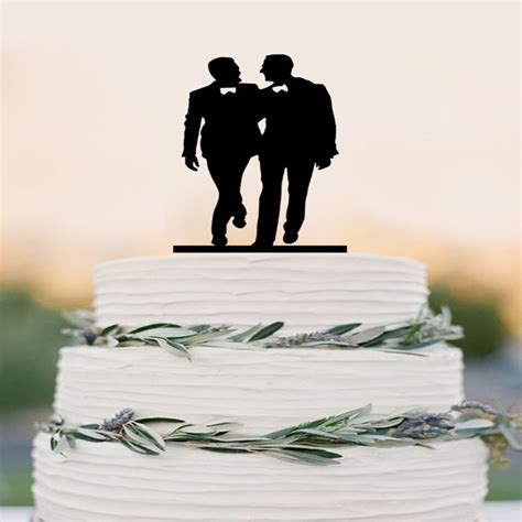 Gay Silhouette Homosexual Wedding Cake Topper For Men T Gay Wedding