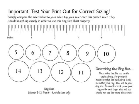 accurate printable ring sizer  calendars httpswww