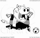 Devil Chubby Soccer Playing Clipart Cartoon Outlined Coloring Vector Cory Thoman Royalty sketch template