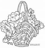Flower Coloring Flowers Pages Drawing Basket Baskets sketch template