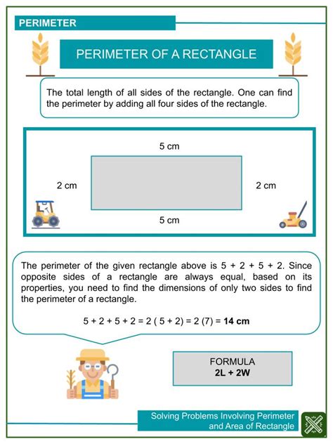 solving word problems involving perimeter area  rectangle worksheets