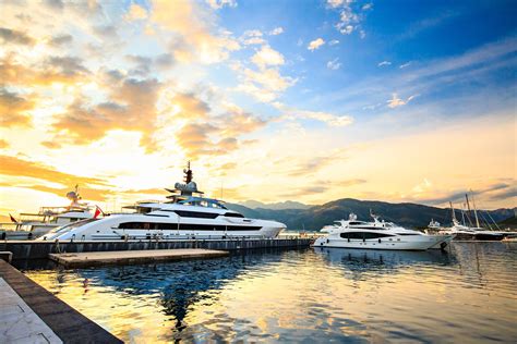 luxury yacht marina port  mediterranean sea  sunset yacht charter superyacht news