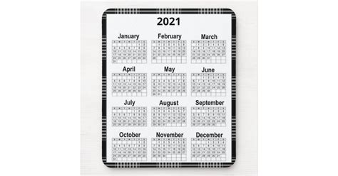 large print 2021 calendar black and white mouse pad