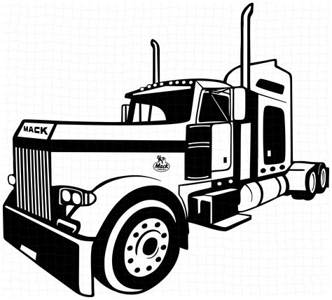 semi truck svg mack semi truck silhouette vector semi etsy   trucks cricut projects