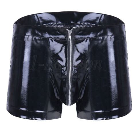 sexy men latex lingerie faux leather gothic shorts briefs thongs pants